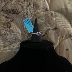 925 Sterling Silver Tanzanite CZ Ring - Size 8